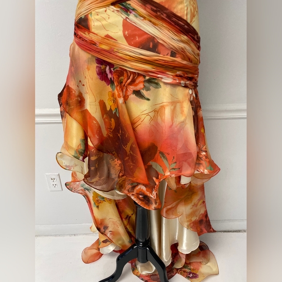 NWOT Dave & Johnny One Shoulder Hi-Lo Gown Size 11/12 Multi color print - Picture 5 of 9